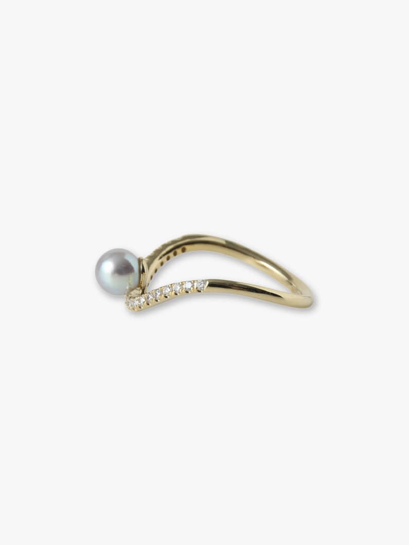 Wave Gray Akoya Pearl Diamond Ring 詳細画像 yellow gold 1