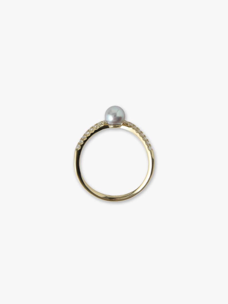 Wave Gray Akoya Pearl Diamond Ring 詳細画像 yellow gold 3