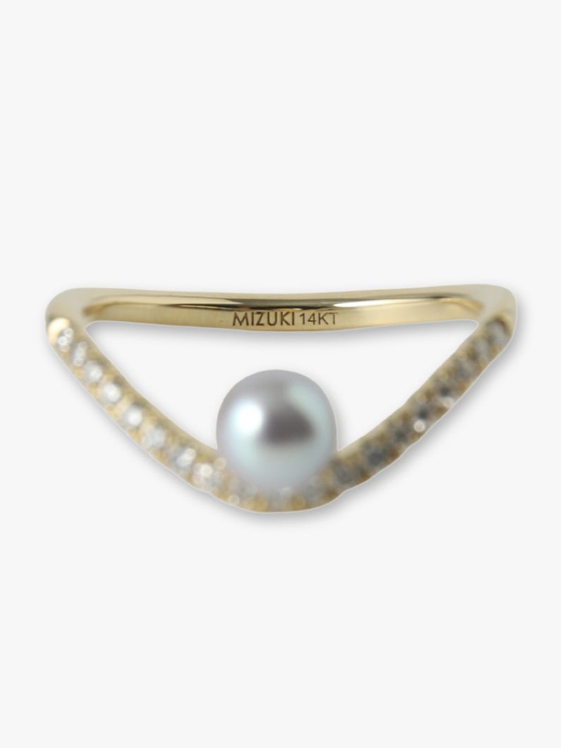 Wave Gray Akoya Pearl Diamond Ring 詳細画像 yellow gold 4