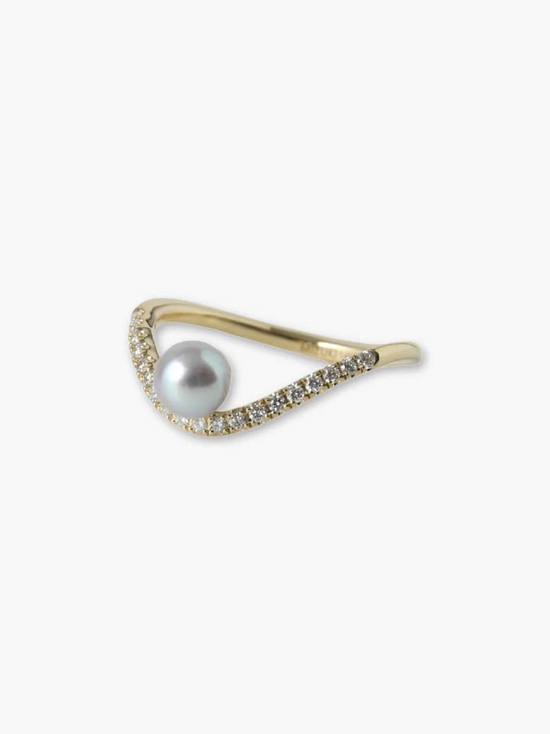 Wave Gray Akoya Pearl Diamond Ring 詳細画像 yellow gold 1