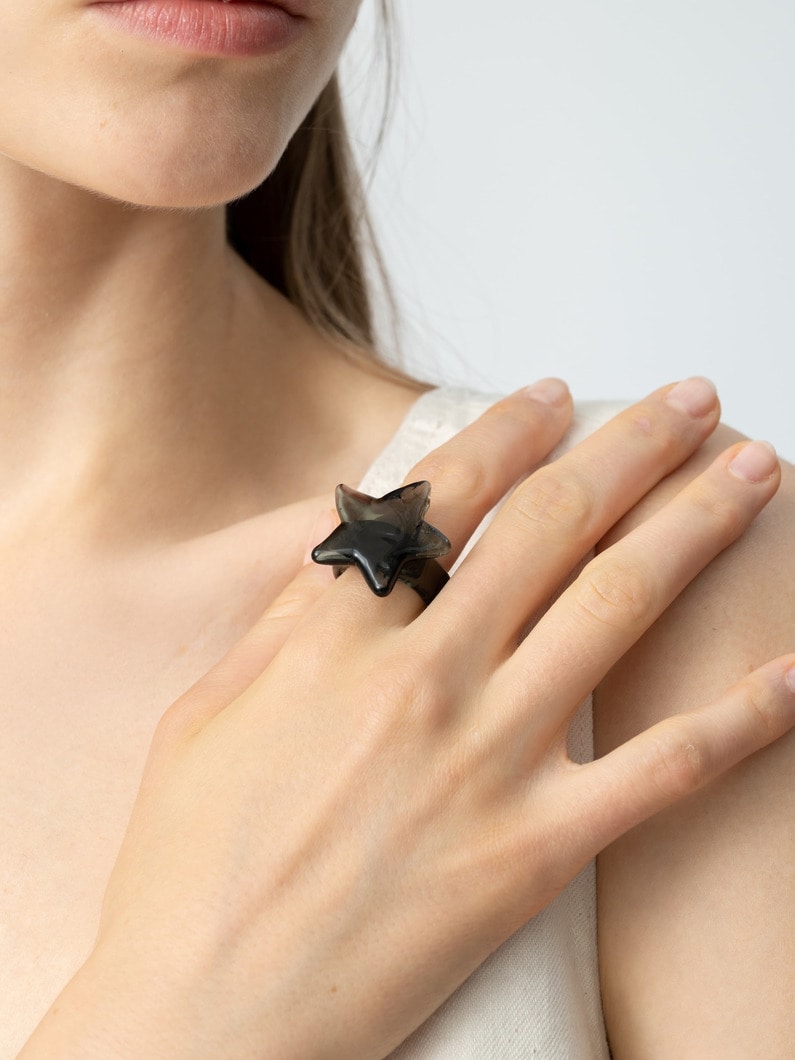 スター ガラス リング 詳細画像 black 2