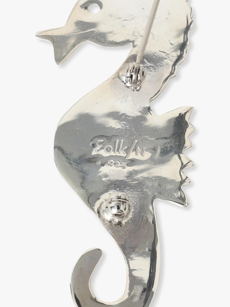 シーホース ブローチ（ホワイトバッファロー） 詳細画像 silver 2