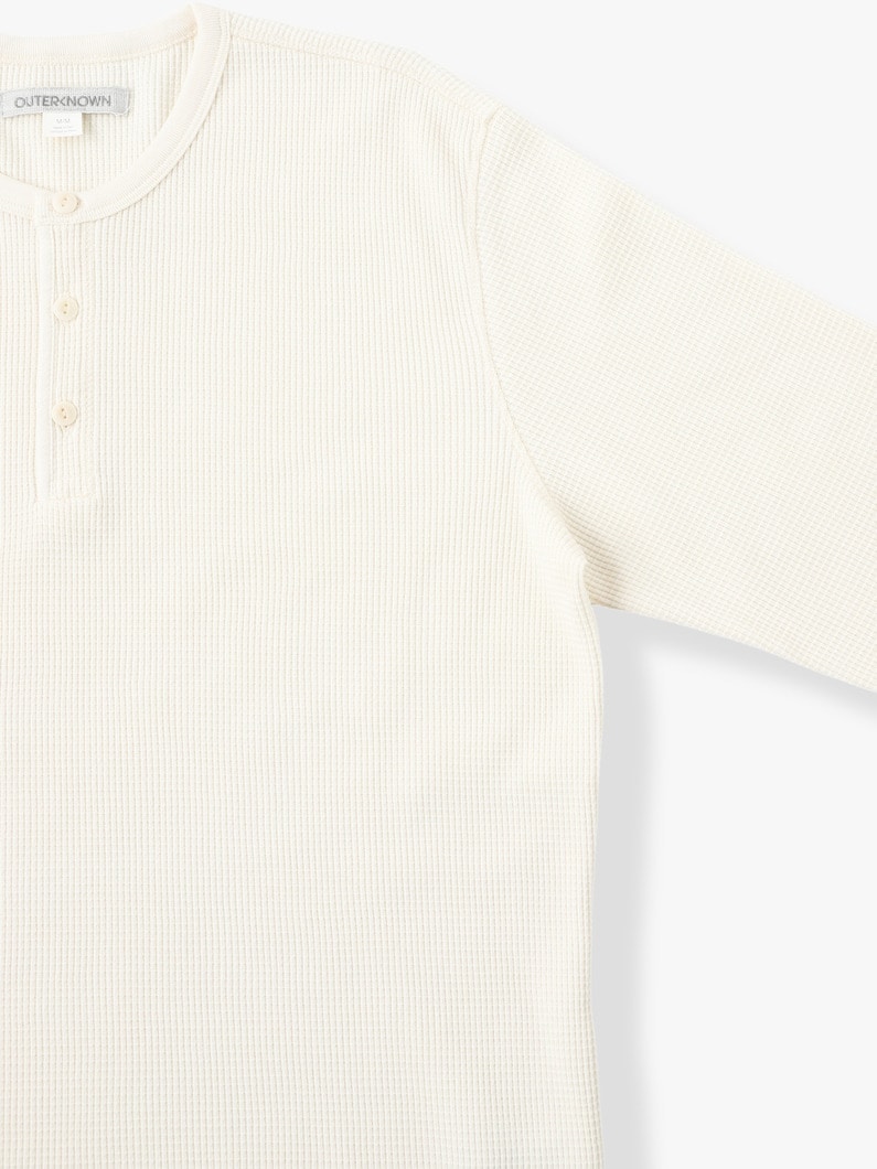 Maritime Waffle Henley Neck Pullover 詳細画像 white 2