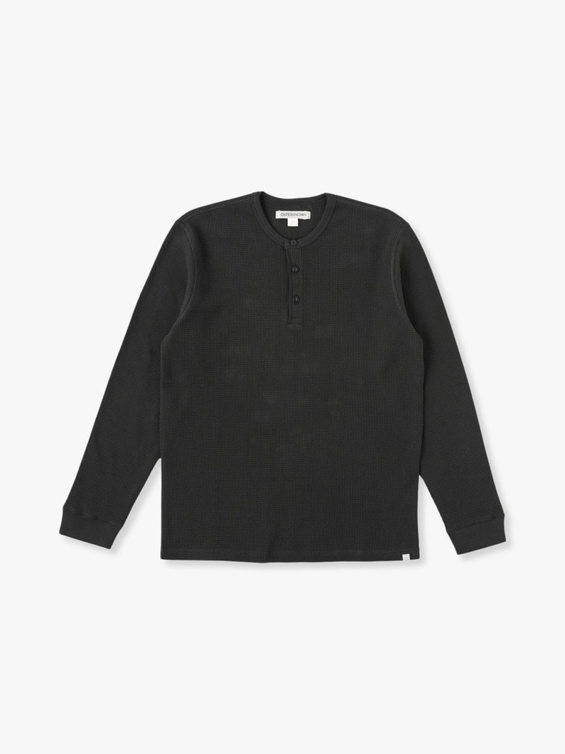 Maritime Waffle Henley Neck Pullover 詳細画像 black 1
