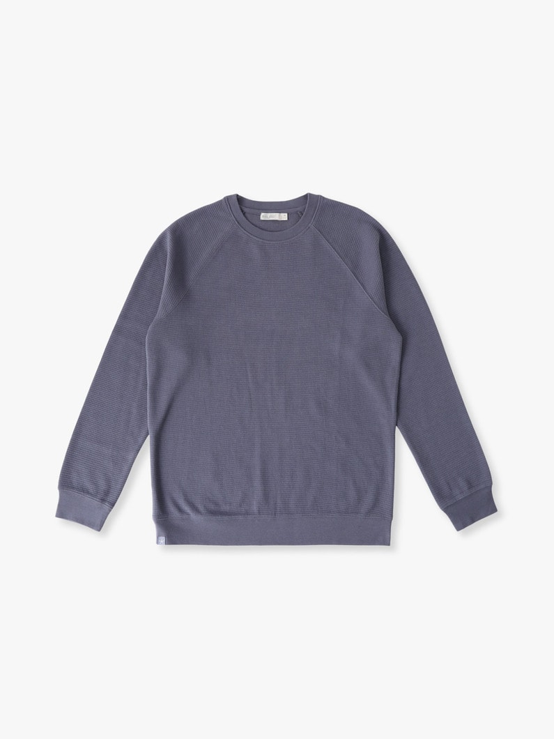 ワッフルニット ラグラン プルオーバー 詳細画像 blue