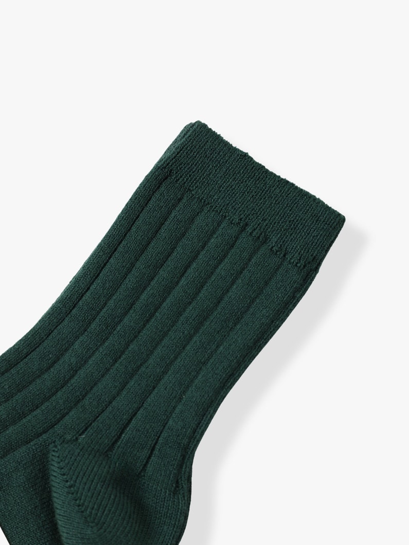 Basic Rib Short Socks (off white/old rose/dark green/indigo/0-2year) 詳細画像 dark green 2