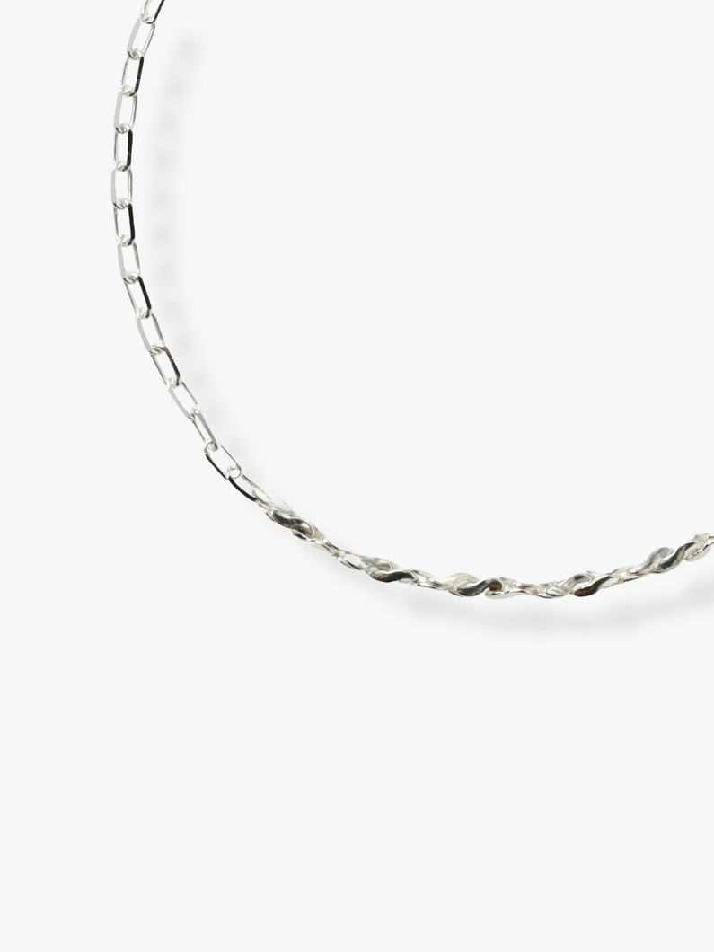 スリムオーバル&times;ツイストバーチェーン ブレスレット（17cm） 詳細画像 silver 1