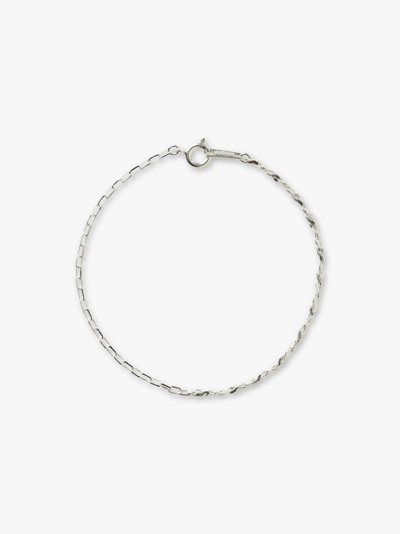 スリムオーバル&times;ツイストバーチェーン ブレスレット（17cm） 詳細画像 silver 1