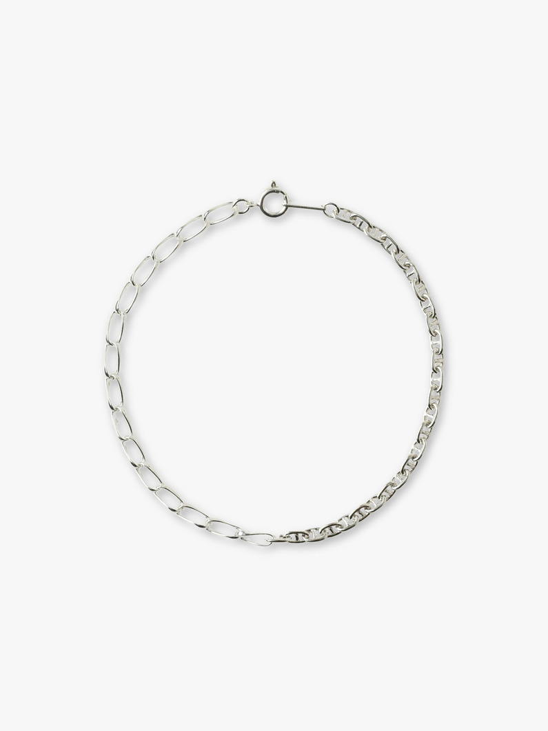 ロングオーバル&times;マリーナチェーン ブレスレット（20cm） 詳細画像 silver 1