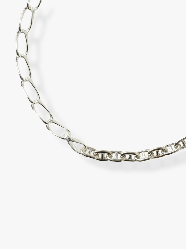ロングオーバル&times;マリーナチェーン ブレスレット（17cm） 詳細画像 silver 1