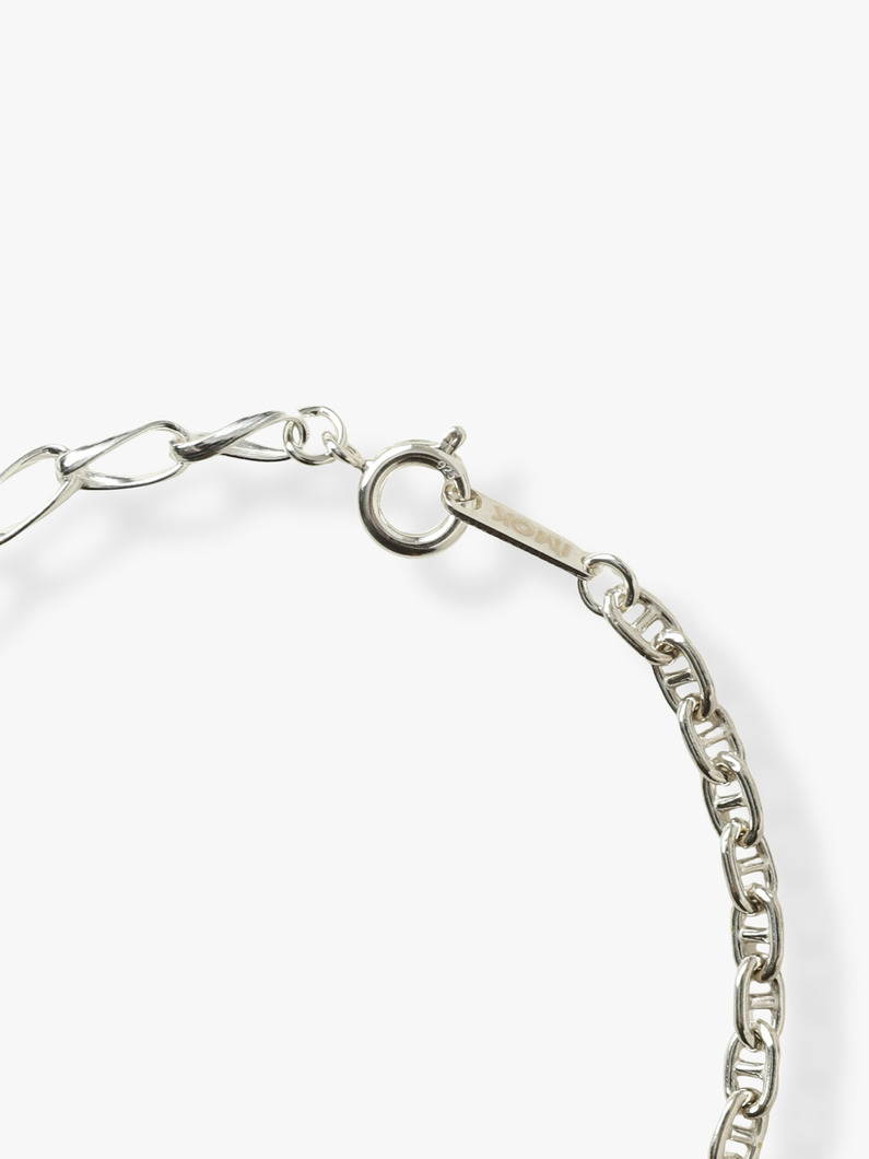 ロングオーバル&times;マリーナチェーン ブレスレット（17cm） 詳細画像 silver 2