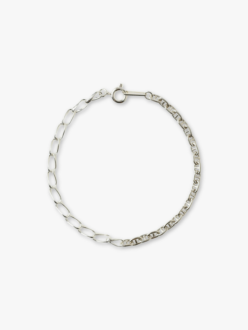 ロングオーバル&times;マリーナチェーン ブレスレット（17cm） 詳細画像 silver 1
