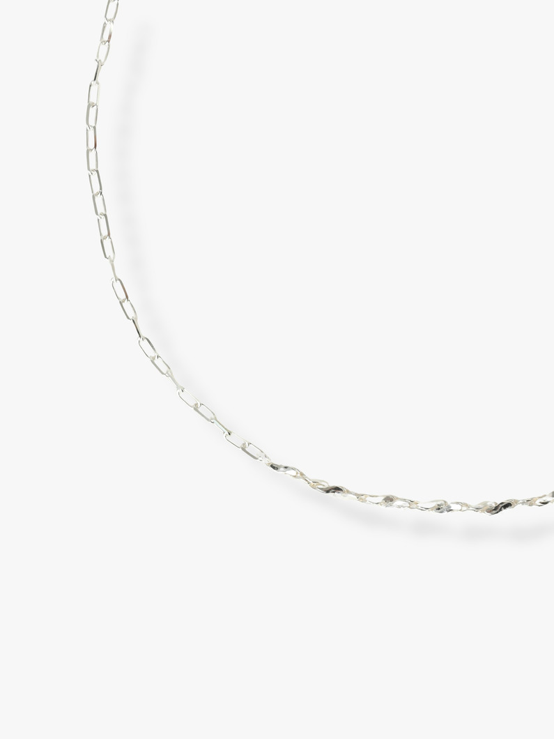 スリムオーバル&times;ツイストバーチェーン ネックレス（50cm） 詳細画像 silver 1
