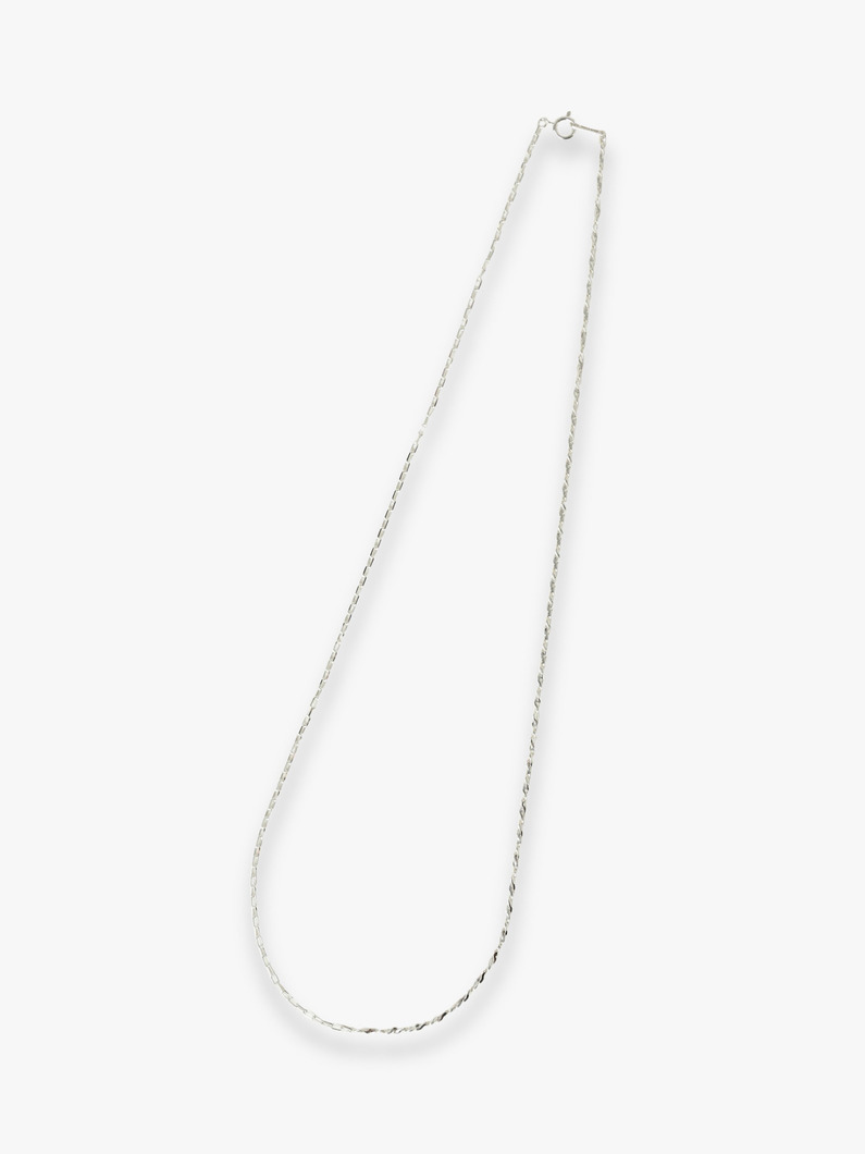 スリムオーバル&times;ツイストバーチェーン ネックレス（50cm） 詳細画像 silver 2