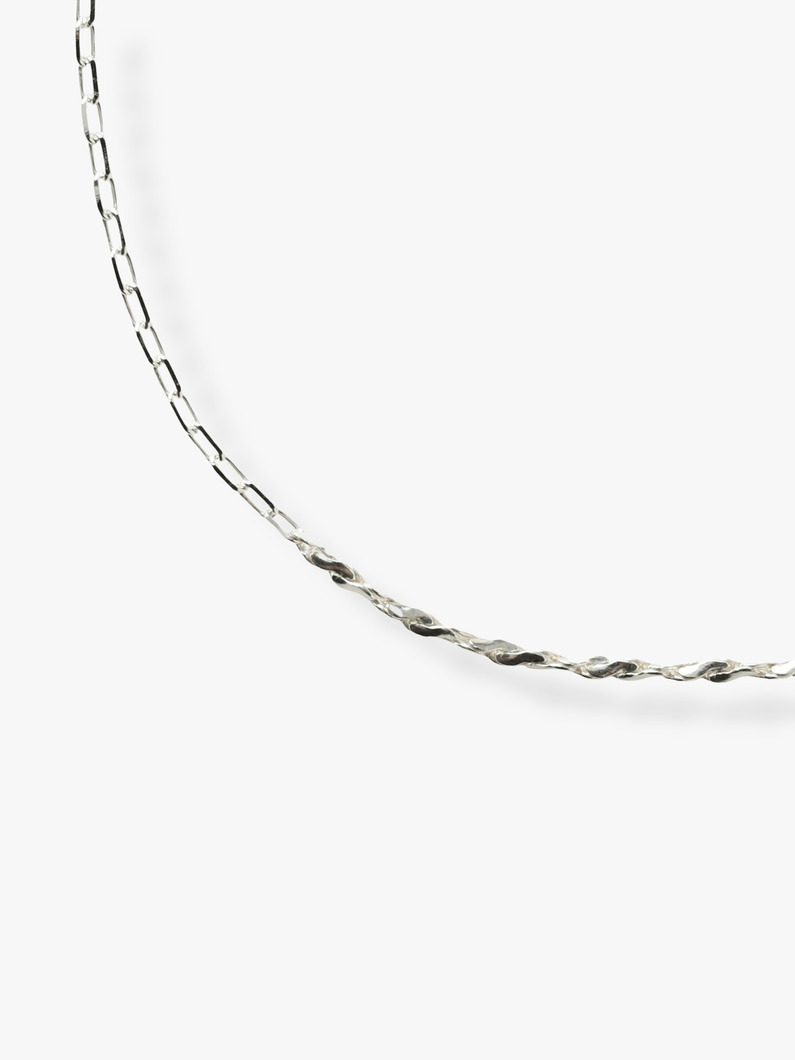 スリムオーバル&times;ツイストバーチェーン ネックレス（40cm） 詳細画像 silver 1