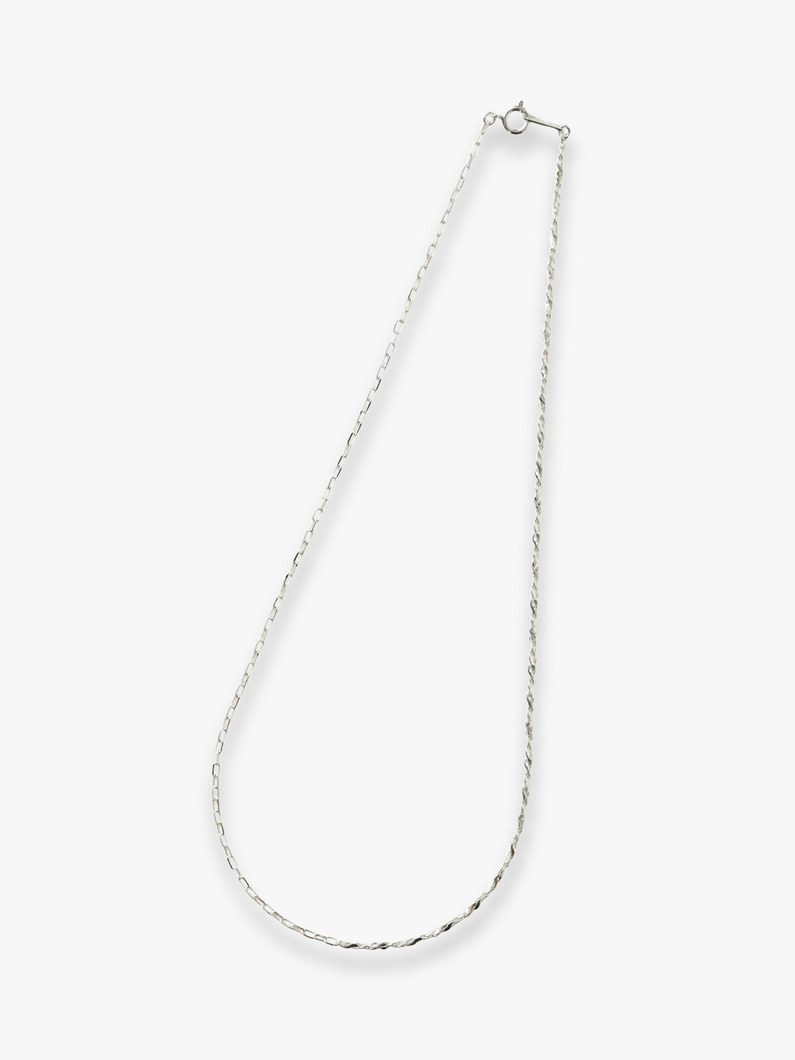 スリムオーバル&times;ツイストバーチェーン ネックレス（40cm） 詳細画像 silver 2