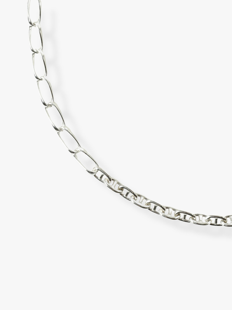 ロングオーバル&times;マリーナチェーン ネックレス（50cm） 詳細画像 silver 1