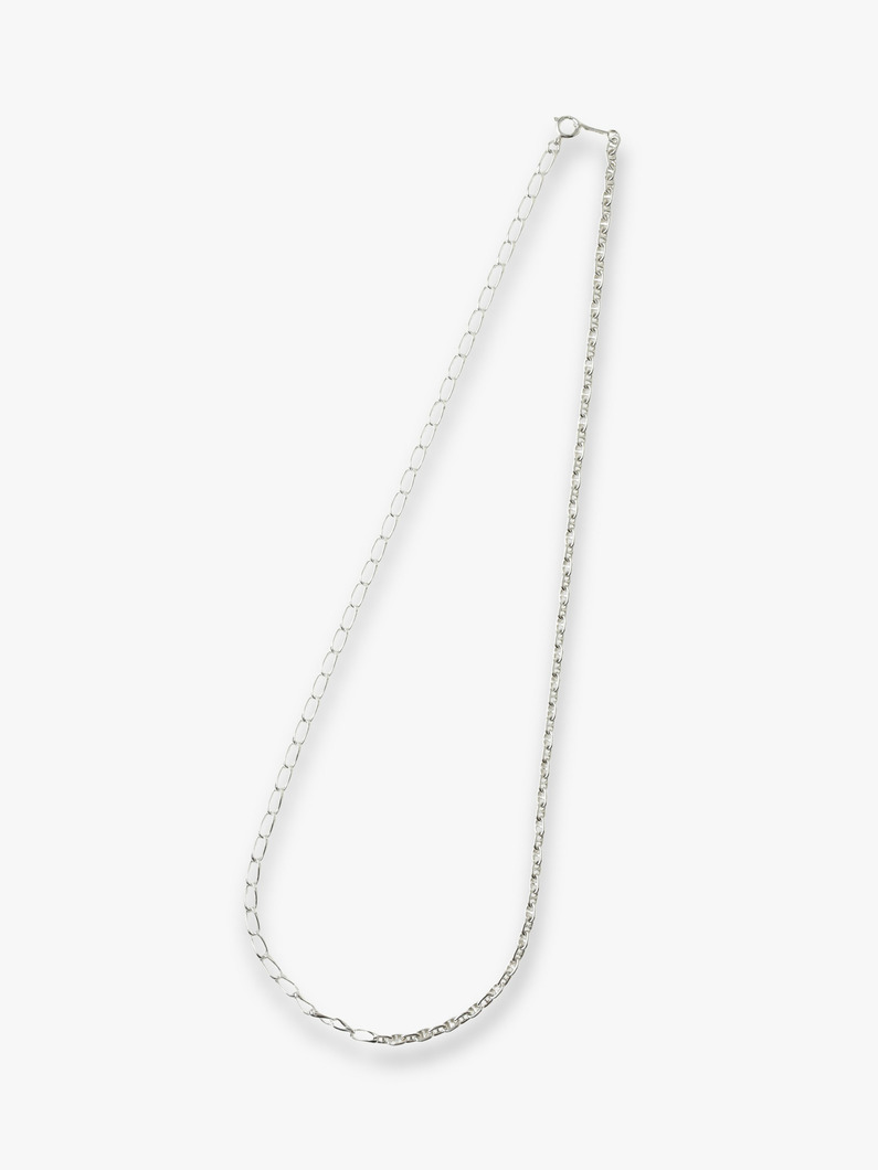 ロングオーバル&times;マリーナチェーン ネックレス（50cm） 詳細画像 silver 1