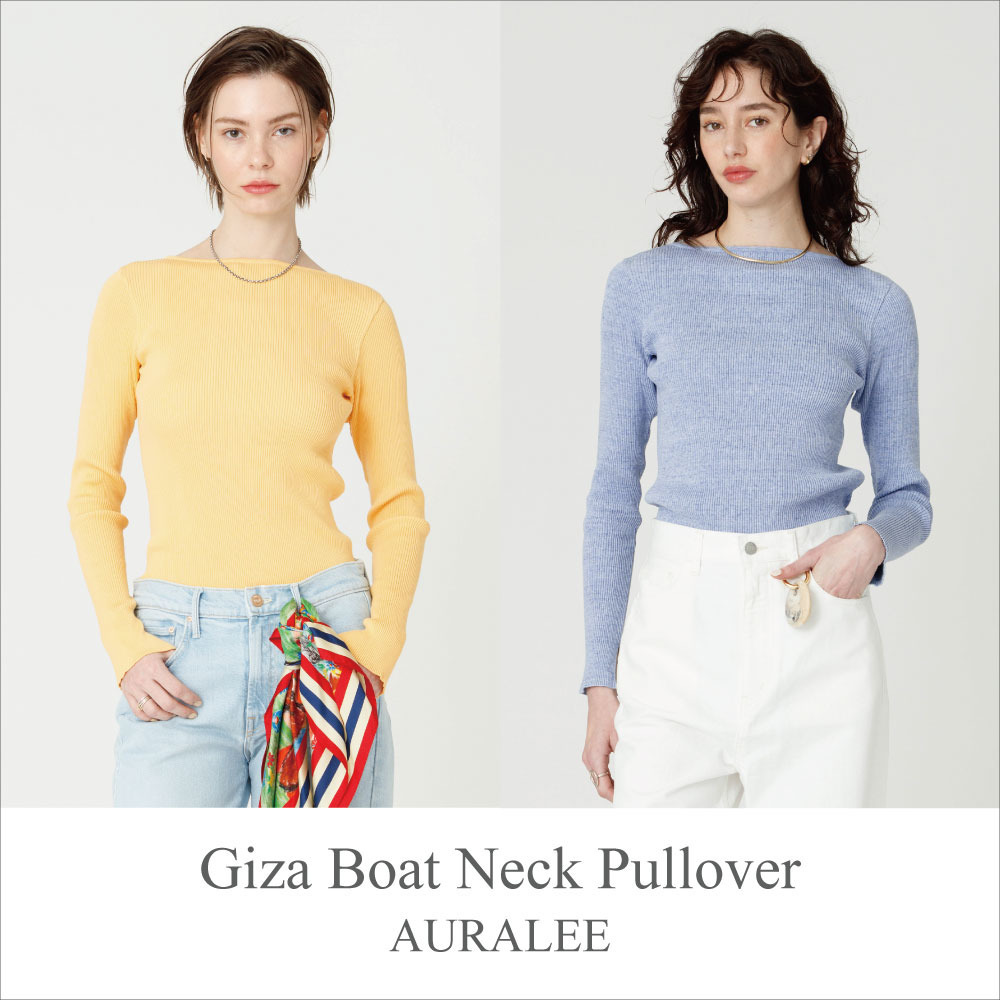 AURALEE "Giza Boat Neck Pullover"