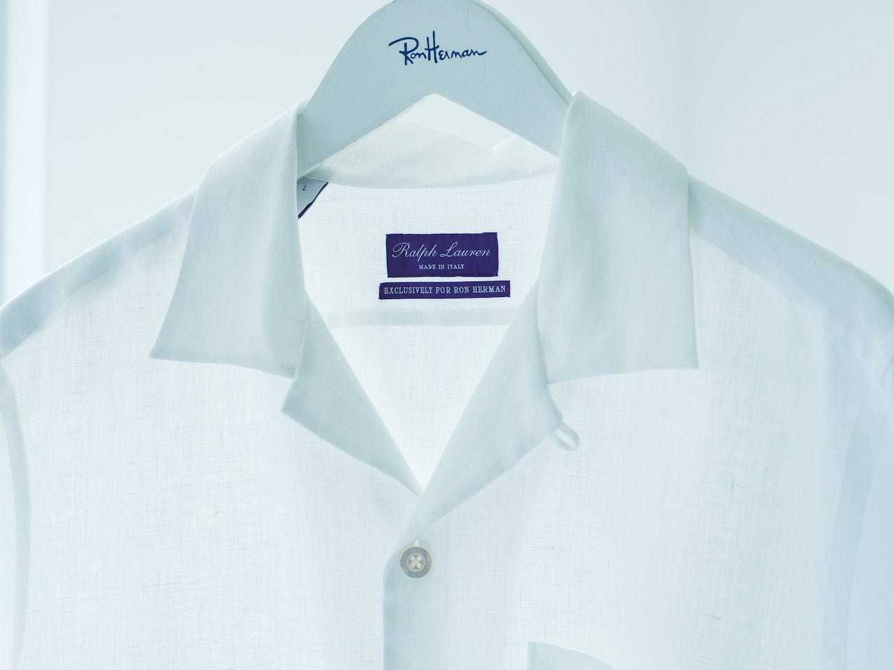 RALPH LAUREN PURPLE LABEL for Ron Herman Linen Open Collar Shirt 